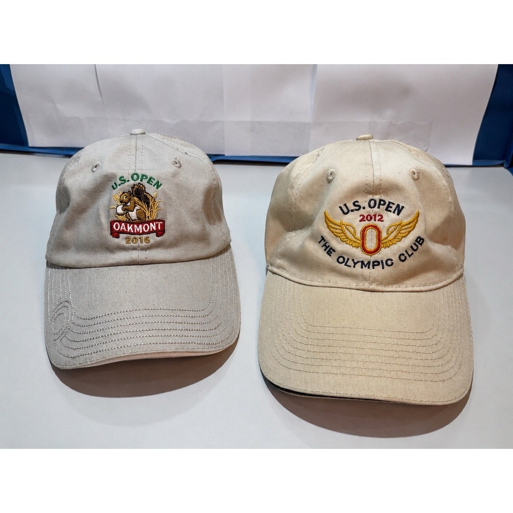 Lot of 2 USGA US Open Golf Hats 2012 Olympic Club 2016 Oakmont Adjustable
